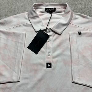 Bad Birdie Men's 2XL Pique Polo Short Sleeve Golf Day Dreamin' Blush White Pink